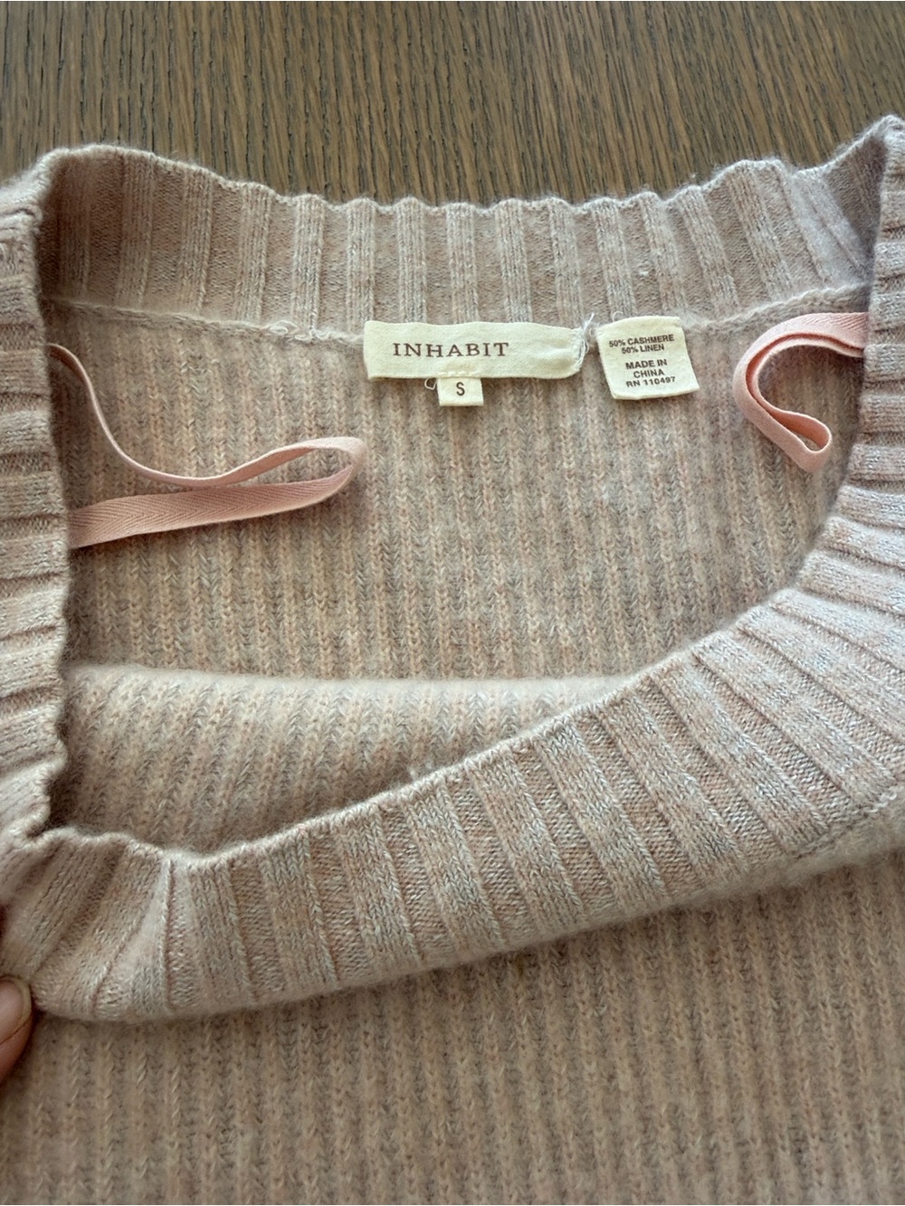 Inhabit Women's Ribbed Cashmere-Blend Crewneck Sweater in Soft Blush